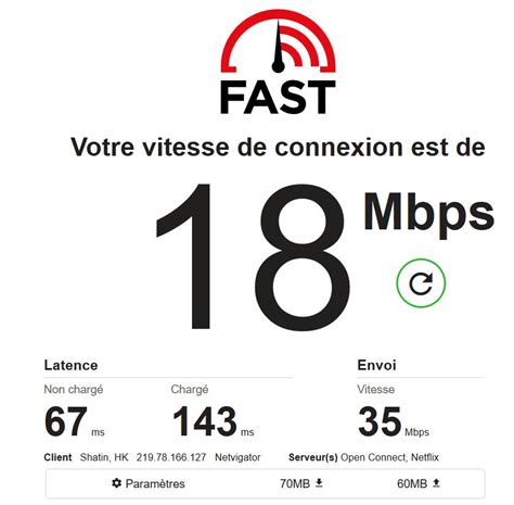 vitesse de connexion internet